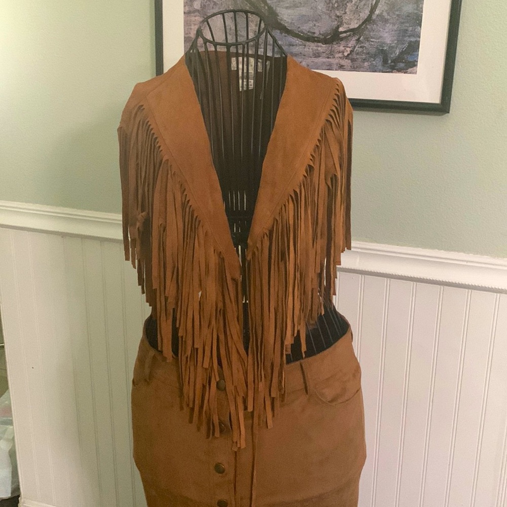Free People suede bolero shrug boho festival hippie